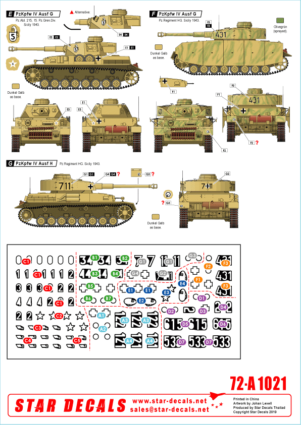 Star Decals 72-A1021 German tanks in Italy # 1. Sicilly 1943 1/72 – imagen 2