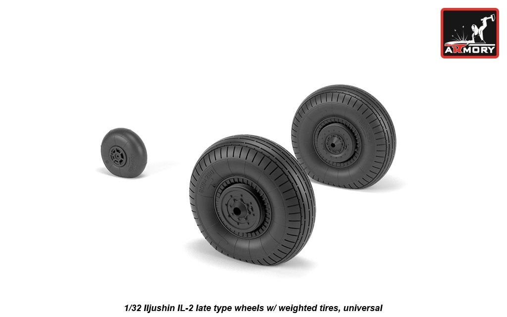 Armory Models AW32016 Iljushin IL-2 Bark late type wheels w/ weighted tyres 1/32 – immagine 2