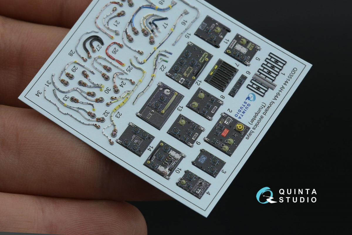 Quinta Studio QD+35144 AH-64A forward avionics bays 3D-Printed &amp;amp; coloured Interior on decal paper (Trumpeter) (with 3D-printed resin parts) 1/35 – Bild 3