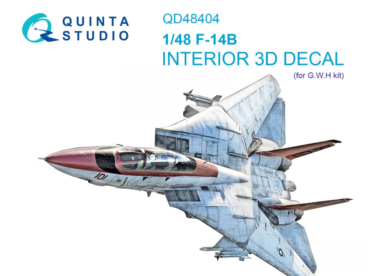 Quinta Studio QD48404 F-14B 3D-Printed &amp;amp; coloured Interior on decal paper (GWH) 1/48