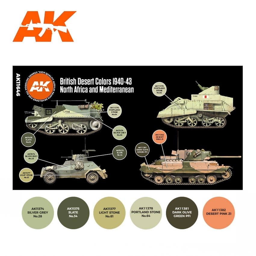 AK Interactive AK11646 3G BRITISH DESERT COLORS NORTH AFRICA AND MEDITERRANEAN 1940-1943 6x17ml – Bild 2