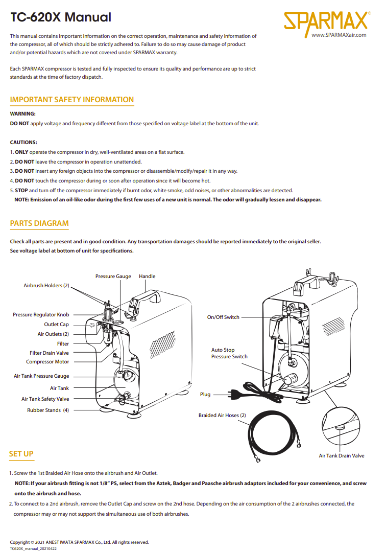 Mini compresseur d&amp;#39;air Sparmax TC620X avec tuyau de 2 x 3 m – image 5