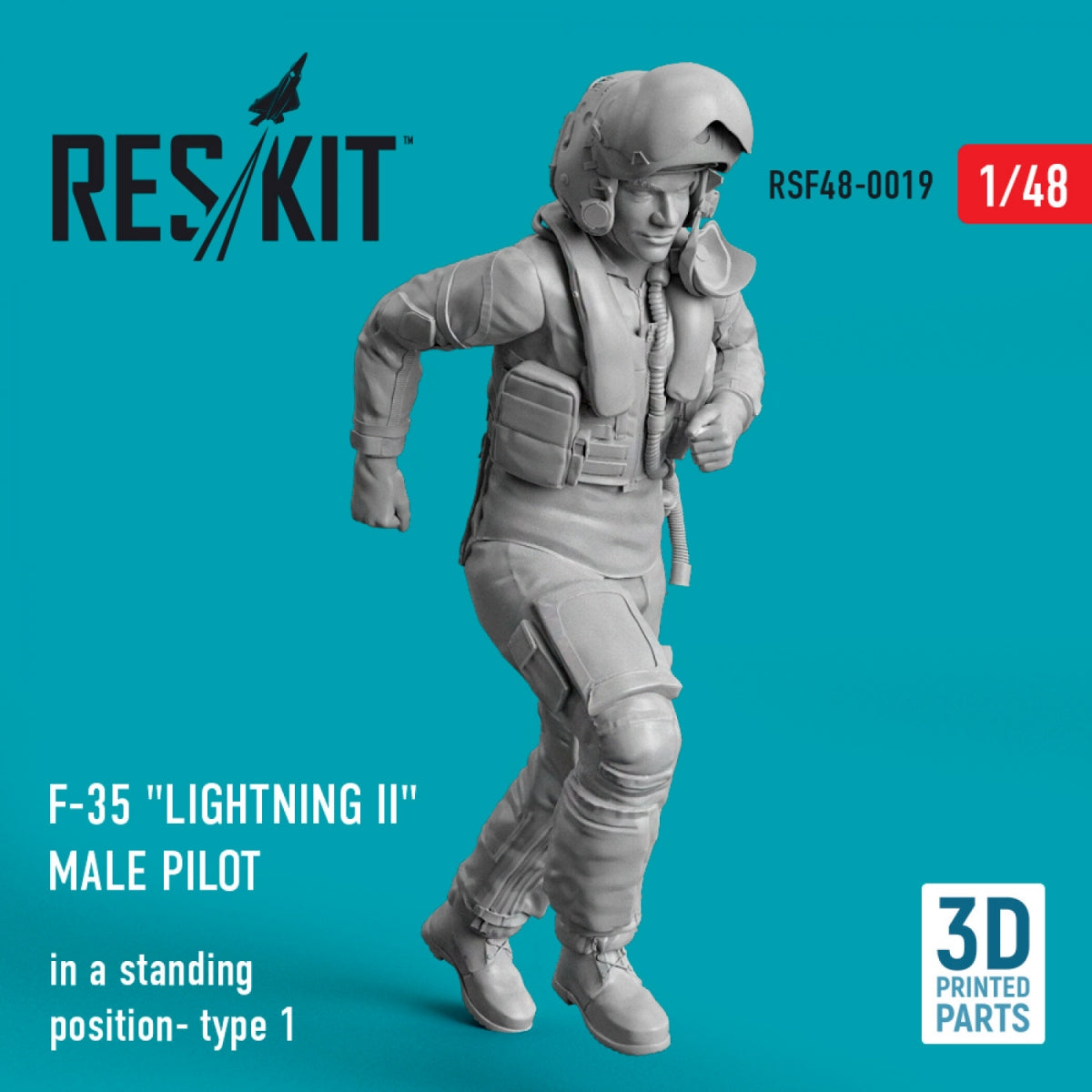 RESKIT RSF48-0019 F-35 "LIGHTNING II" MALE PILOT (IN A STANDING POSITION- TYPE 1) (3D PRINTED) 1/48