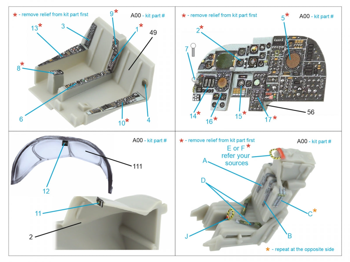Quinta Studio QD72096 A-6E Intruder 3D-Printed &amp; coloured Interior on decal paper (Fujimi) 1/72