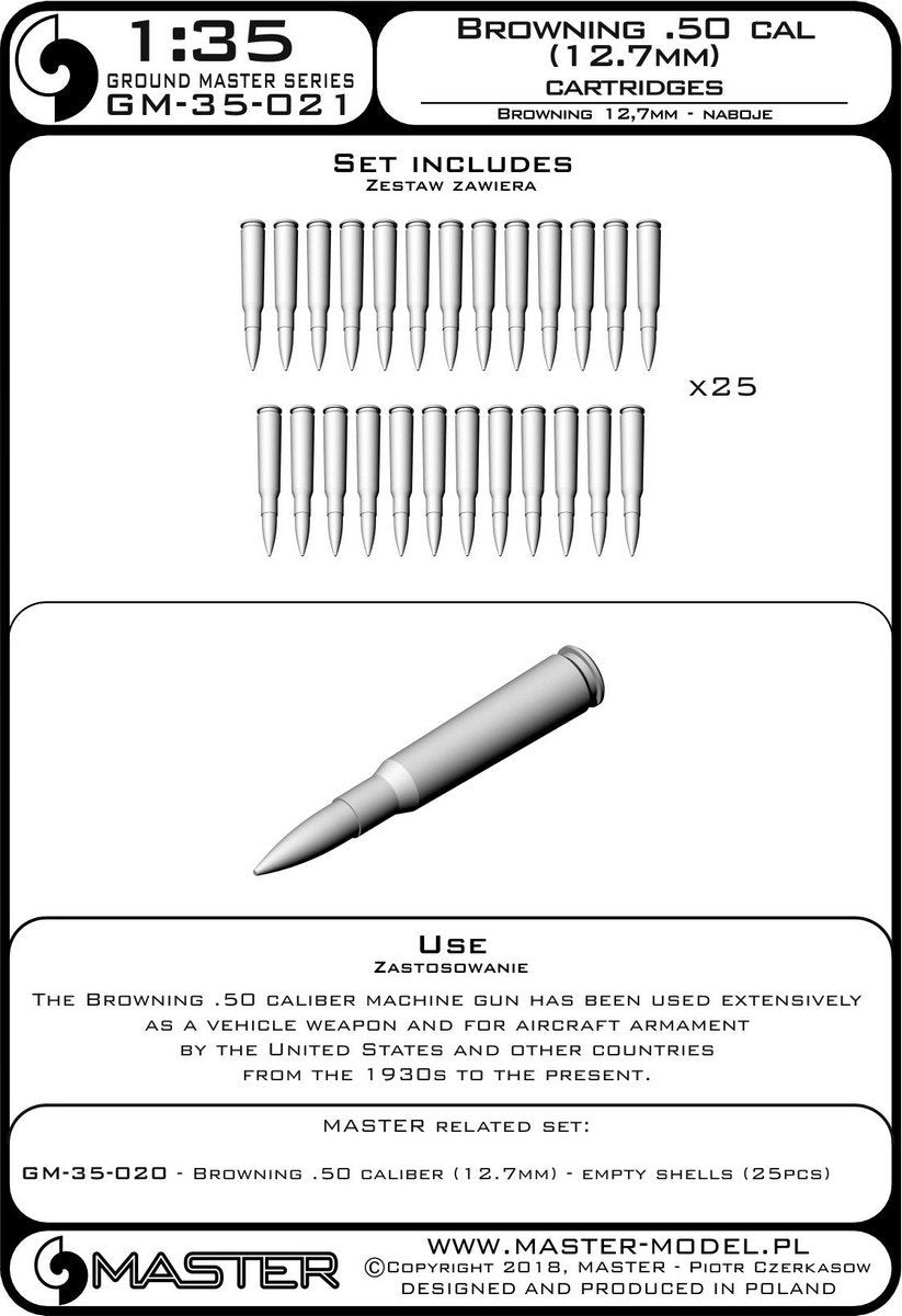 Master GM-35-021 Browning .50 caliber (12.7mm) - naboje (25 szt.) 1/35 – imagen 3