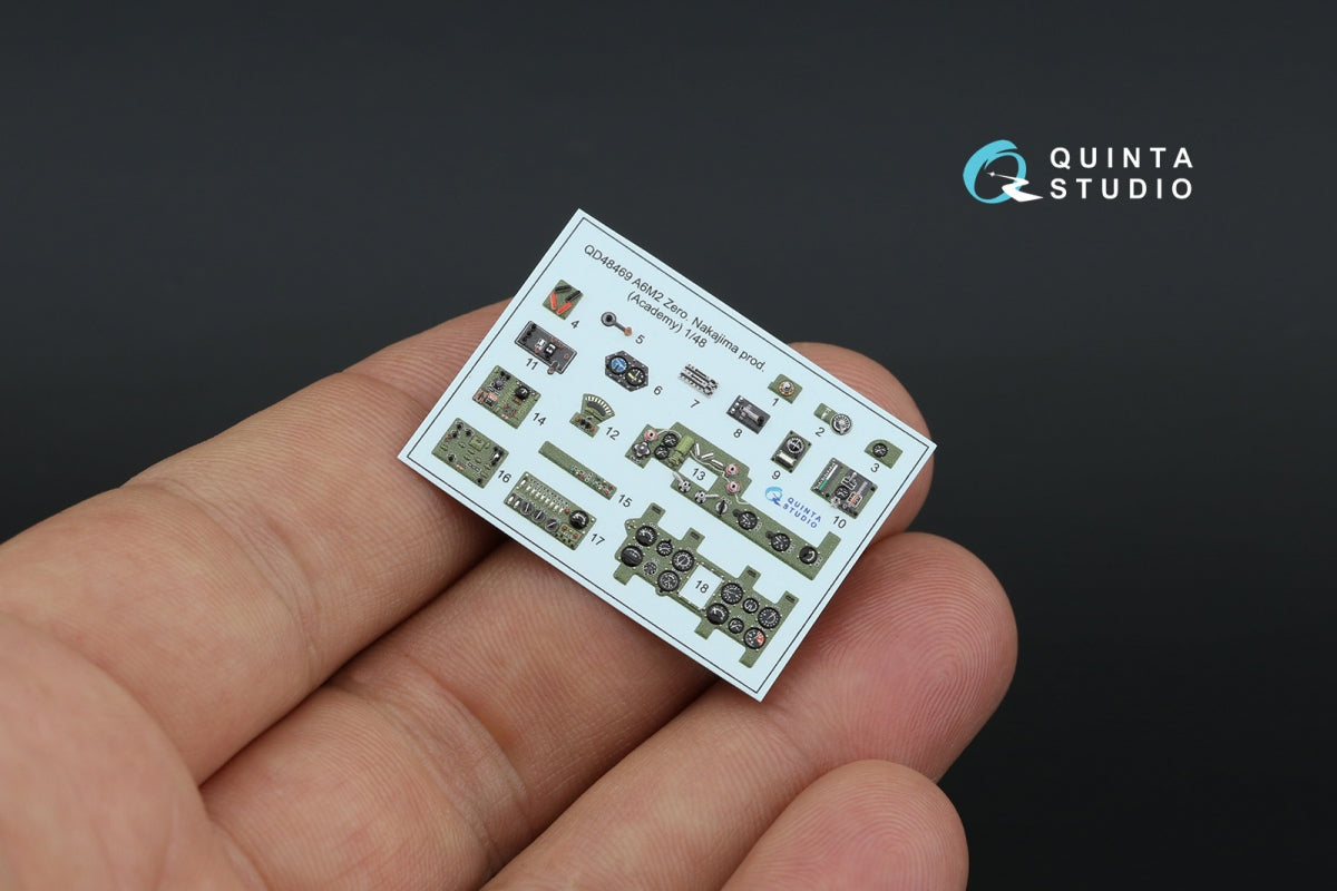 Quinta Studio QD48469 A6M2 Zero (Nakajima Prod.) 3D-Printed colored Interior on decal paper (Academy) 1/48 – image 4