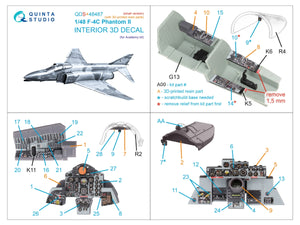 Quinta Studio QDS+48487 F-4C Phantom II 3D-Printed &amp;amp; coloured Interior on decal paper (Academy) (Small version) (with 3D-printed resin parts) 1/48 – imagen 3