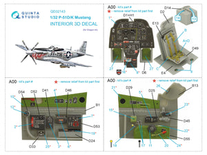 Quinta Studio QD32143 P-51D/K Mustang 3D-Printed &amp;amp; coloured Interior on decal paper (Dragon) 1/32 – immagine 2