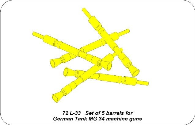 Aber 72L-33 Set of 5 Barrels for German Tank MG 34 machine guns 1/72 – image 3