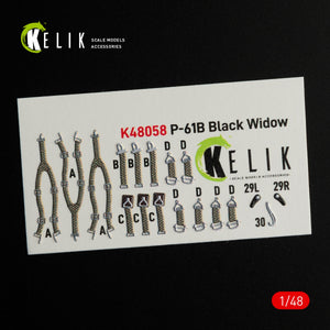 KELIK K48058 P-61B BLACK WIDOW INTERIOR 3D DECALS FOR GWH KIT 1/48 – immagine 2