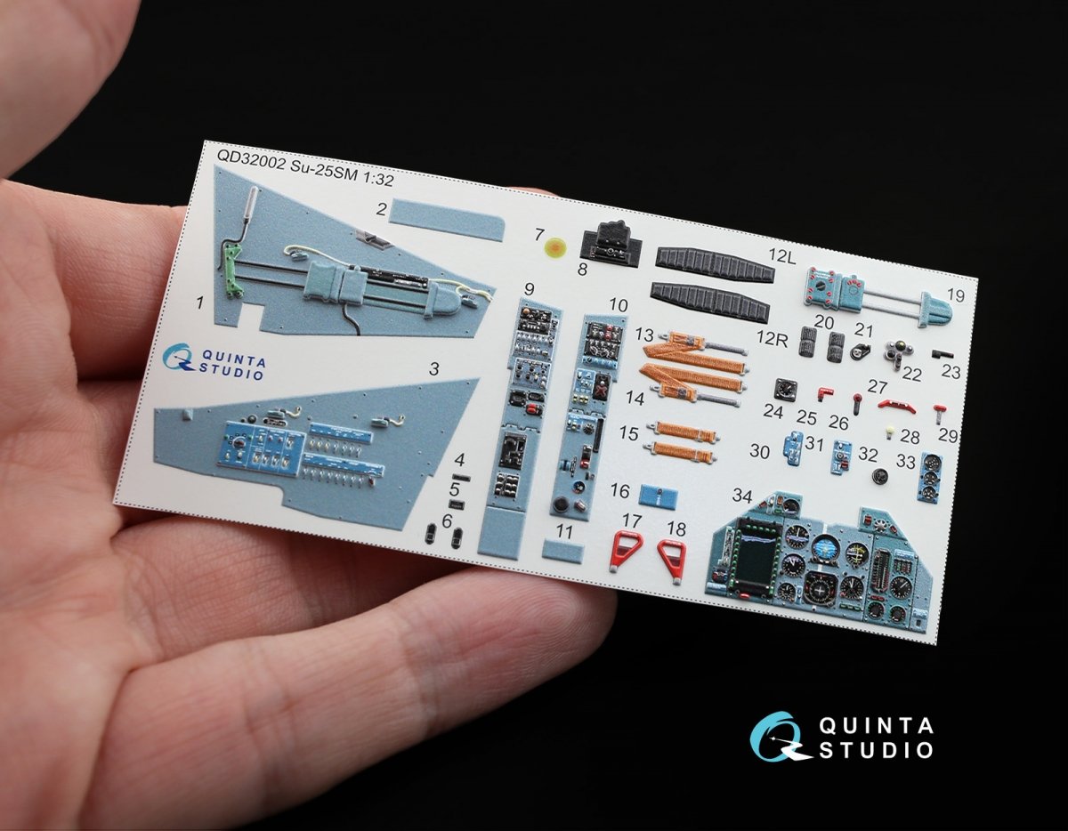 Quinta Studio QD32002 Su-25SM 3D-Printed &amp;amp; coloured Interior on decal paper (for Trumpeter kit) 1/32 – imagen 2