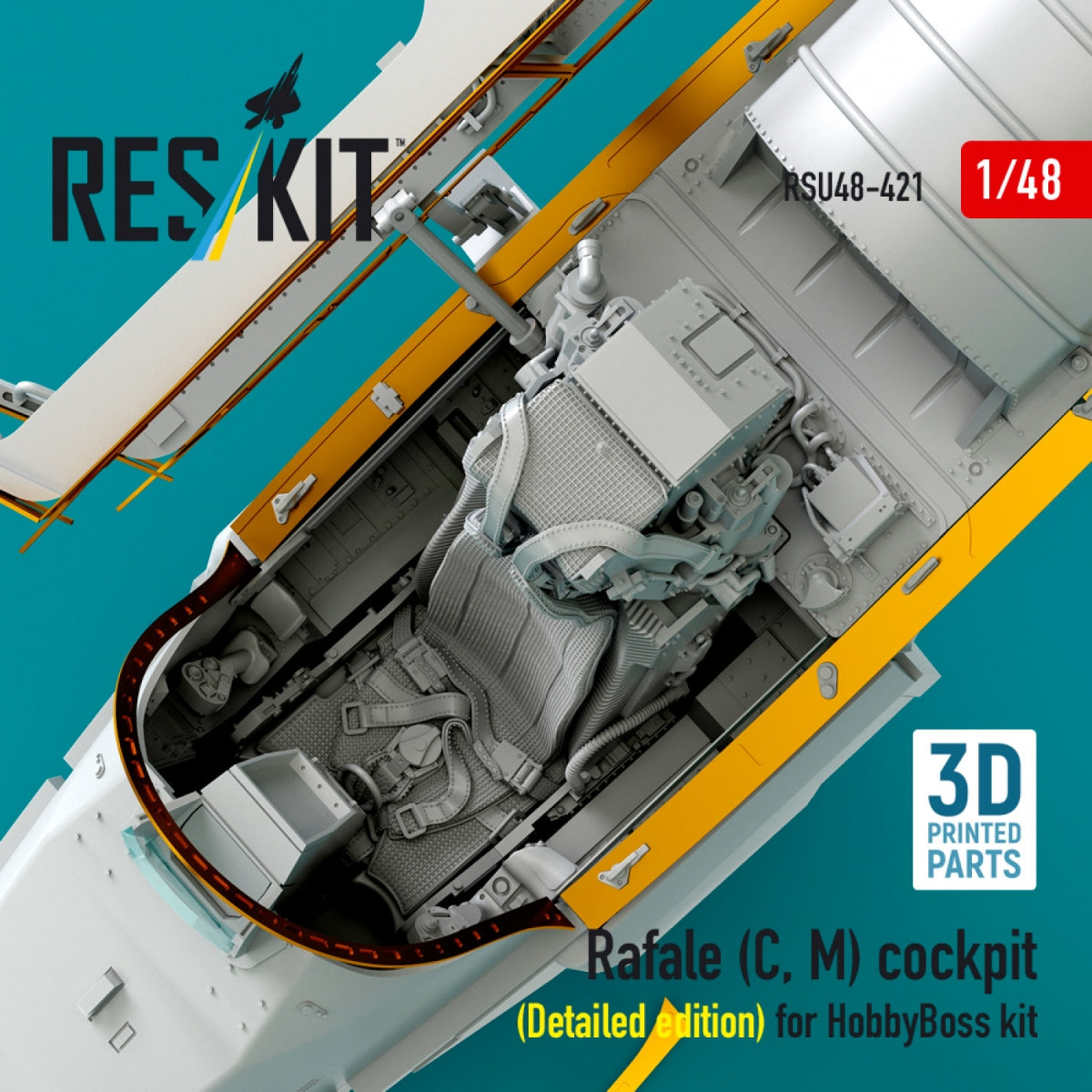 RESKIT RSU48-0421 Rafale (C, M) cockpit (Detailed edition) for HobbyBoss kit (3D printed) 1/48