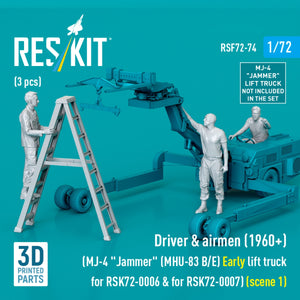 RESKIT RSF72-0074 Driver &amp;amp; airmen (1960+) (3 pcs) (MJ-4 &amp;quot;Jammer&amp;quot; (MHU-83 B/E) Early lift truck for RSK72-0006 &amp;amp; for RSK72-0007) (scene 1) (3D Printed) 1/72 – imagen 2
