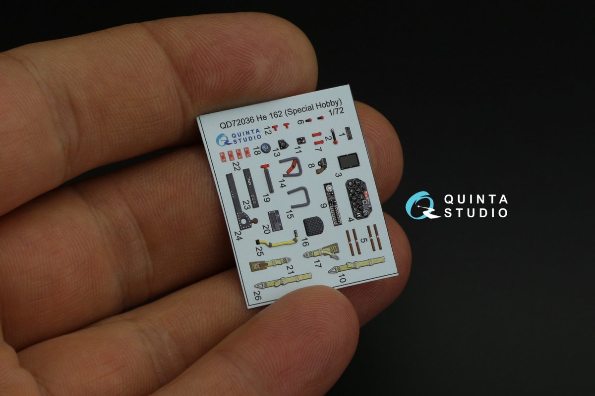 Quinta Studio QD72036 He 162 3D-Printed &amp;amp; coloured Interior on decal paper (Special Hobby) 1/72 – imagen 8