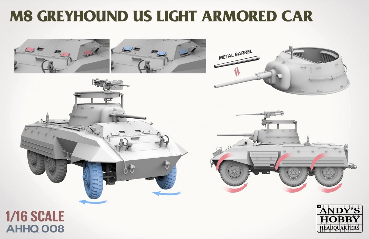 Andy&amp;#39;s Hobby Headquarters AHHQ-008 M8 Greyhound US light Armored Car 1/16 – Bild 4