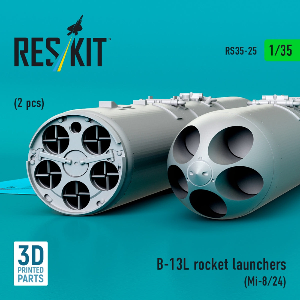 RESKIT RS35-0025 B-13L rocket launchers (2 pcs) (Mi-8/24) (3D printed) 1/35 – Bild 2
