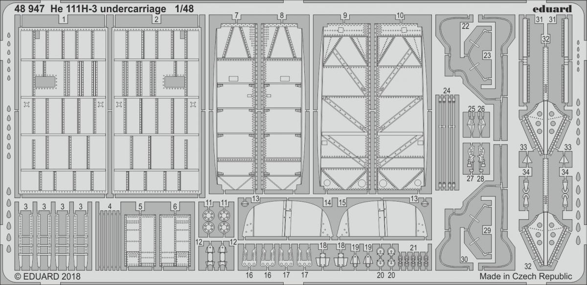 Train d'atterrissage Eduard 48947 He 111H-3 ICM 1/48