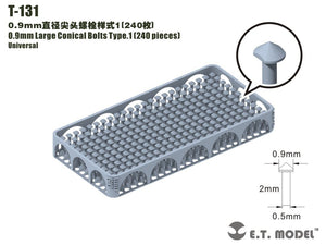 E.T. Model T-131 0.9mm Large Conical Bolts Type.1 240 pieces