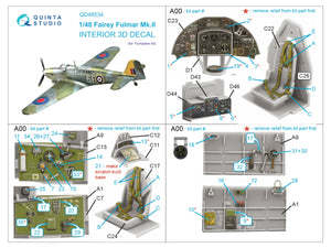Quinta Studio QD48534 Fairey Fulmar Mk.II 3D-Printed &amp;amp; coloured Interior on decal paper (Trumpeter) 1/48 – immagine 2