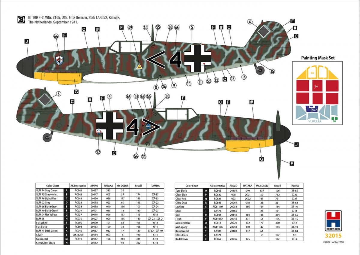 Hobby 2000 32015 Bf 109 F-2 Western Front (HASEGAWA + CARTOGRAF + MASKI + METAL PARTS) 1/32 – imagen 2