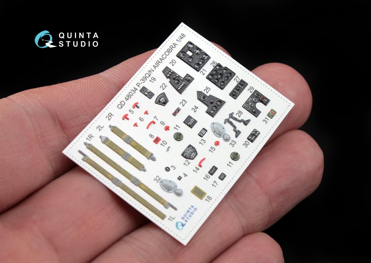 Quinta Studio QD48034 P-39Q/N 3D-Printed &amp;amp; coloured Interior on decal paper (for Hasegawa kit) 1/48 – imagen 2