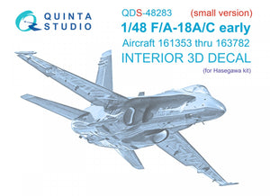 Quinta Studio QDS-48283 F/A-18A/C (première version) Intérieur imprimé en 3D et coloré sur papier décalcomanie (Hasegawa) (Petite version) 1/48