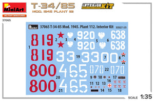 MiniArt 37065 T-34/85 MOD. 1945. PLANT 112. INTERIOR KIT 1/35 – imagen 2