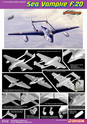 Dragon 5112 Sea Vampire F.20 1/72 – zdjęcie 3