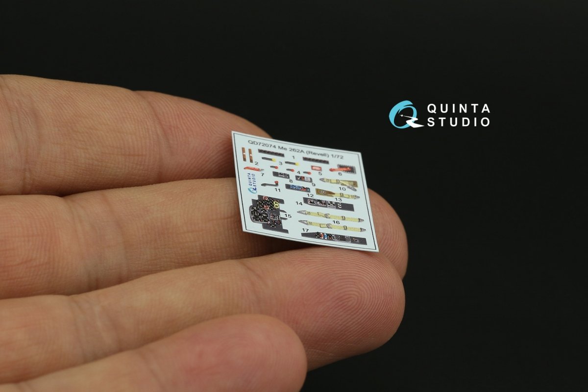 Quinta Studio QD72074 Me-262A 3D-Printed &amp;amp; coloured Interior on decal paper (Revell) 1/72 – imagen 8