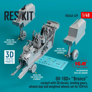 RESKIT RSU48-0329 OV-10D+ &amp;quot;BRONCO&amp;quot; COCKPIT WITH 3D DECALS, LANDING GEARS, WHEELS BAY AND WEIGHTED WHEELS SET FOR ICM KIT (3D PRINTED) 1/48 – imagen 3