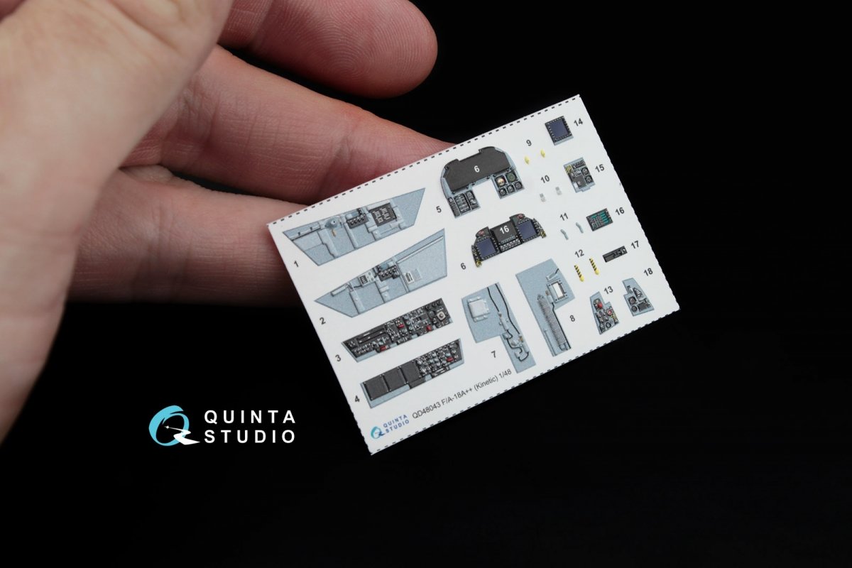 Quinta Studio QD48043 F/A-18 A++ 3D-Printed &amp;amp; coloured Interior on decal paper (for Kinetic) 1/48 – immagine 2