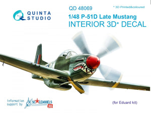 Intérieur imprimé en 3D et coloré sur papier décalcomanie Quinta Studio QD48069 P-51D (version tardive) (pour kit Eduard) 1/48