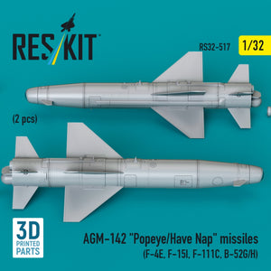 RESKIT RS32-0517 AGM-142 &amp;quot;Popeye/Have Nap&amp;quot; missiles (2 pcs) (3D Printed) 1/32 – imagen 3