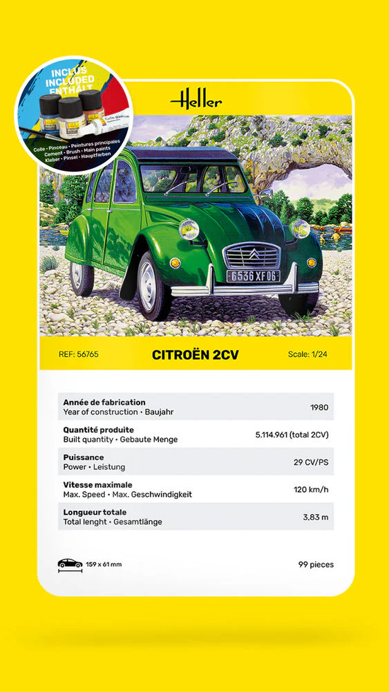 Heller 56765 STARTER KIT Citroën 2CV 1/24