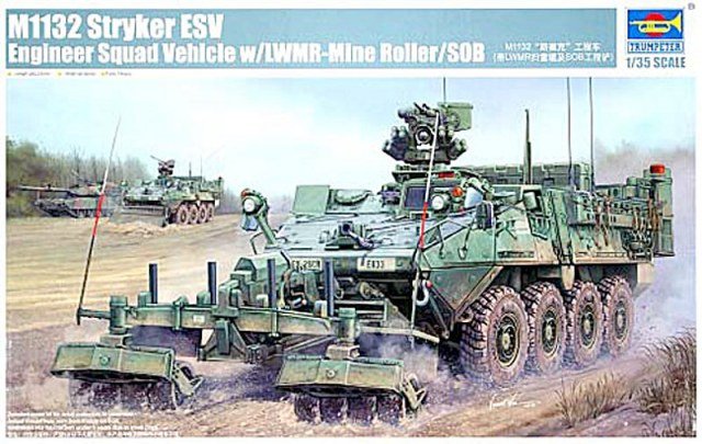 Trumpeter 01574 M1132 Stryker Engineer Squad Vehicle w/LWMR-Mine Roller/SOB 1/35