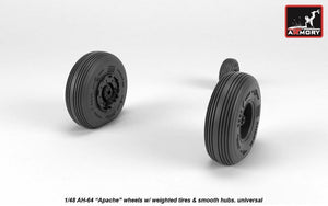 Armory Models AW48330 AH-64 Apache wheels w/ weighted tires, smooth hubs 1/48 – immagine 4