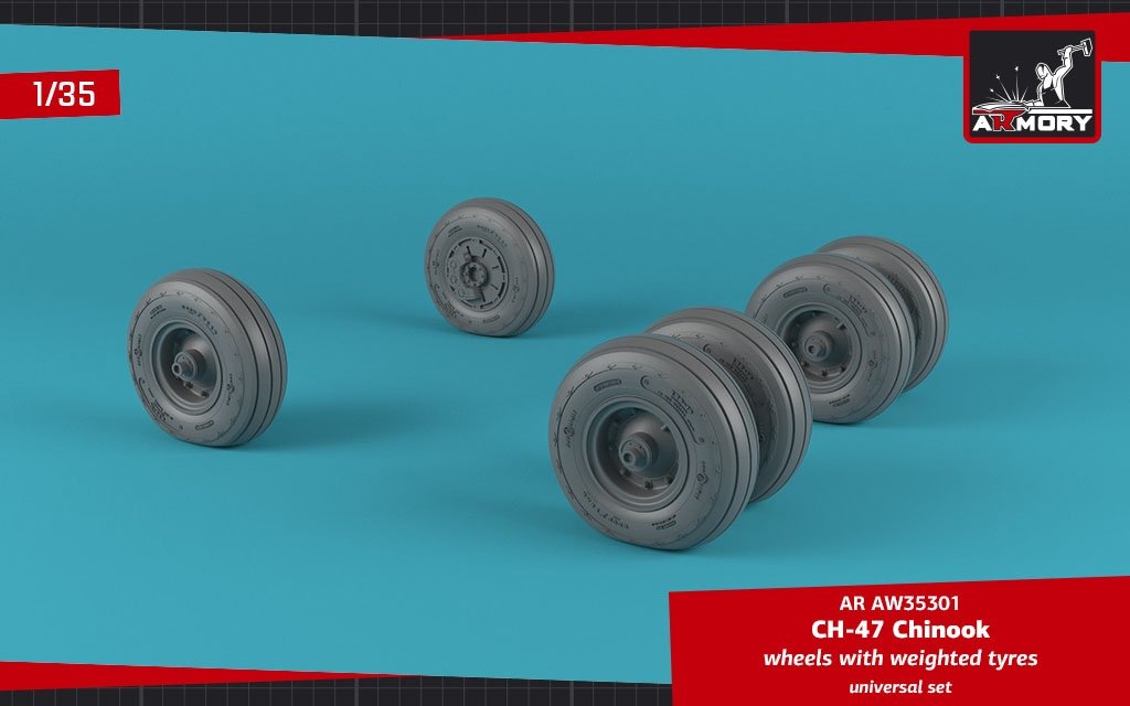 Armory Models AW35301 CH-47 Chinook wheels w/ weighted tires 1/35 – immagine 3