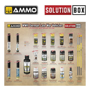AMMO de Mig Jimenez 7729 SOLUTION BOX 23 – Véhicules allemands de fin de guerre de la Seconde Guerre mondiale. Système de couleurs et de vieillissement – image 3