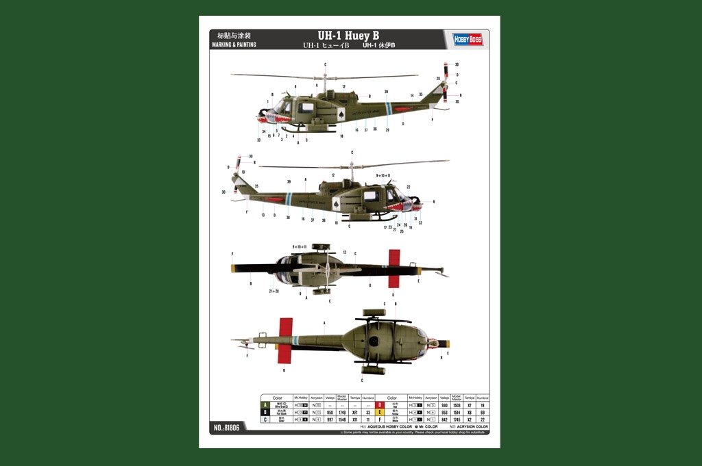 Hobby Boss 81806 UH-1 Huey B 1/18 – immagine 3