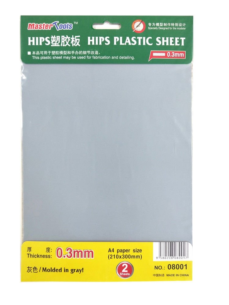 Trumpeter 08001 0.3mm HIPS plastic sheet A4 size (2pcs)