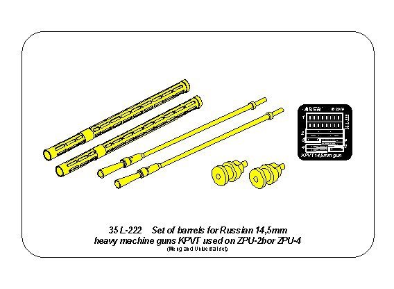 Aber 35L-222 Set of 2 barrels for Russian 14,5 mm machine guns KPVT used on ZPU-2 or ZPU-4 1/35 – imagen 13
