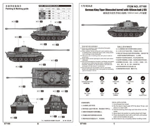 Trumpeter 07160 German King Tiger (Henschel turret) with 105mm kwk L/65 1/72 – zdjęcie 2