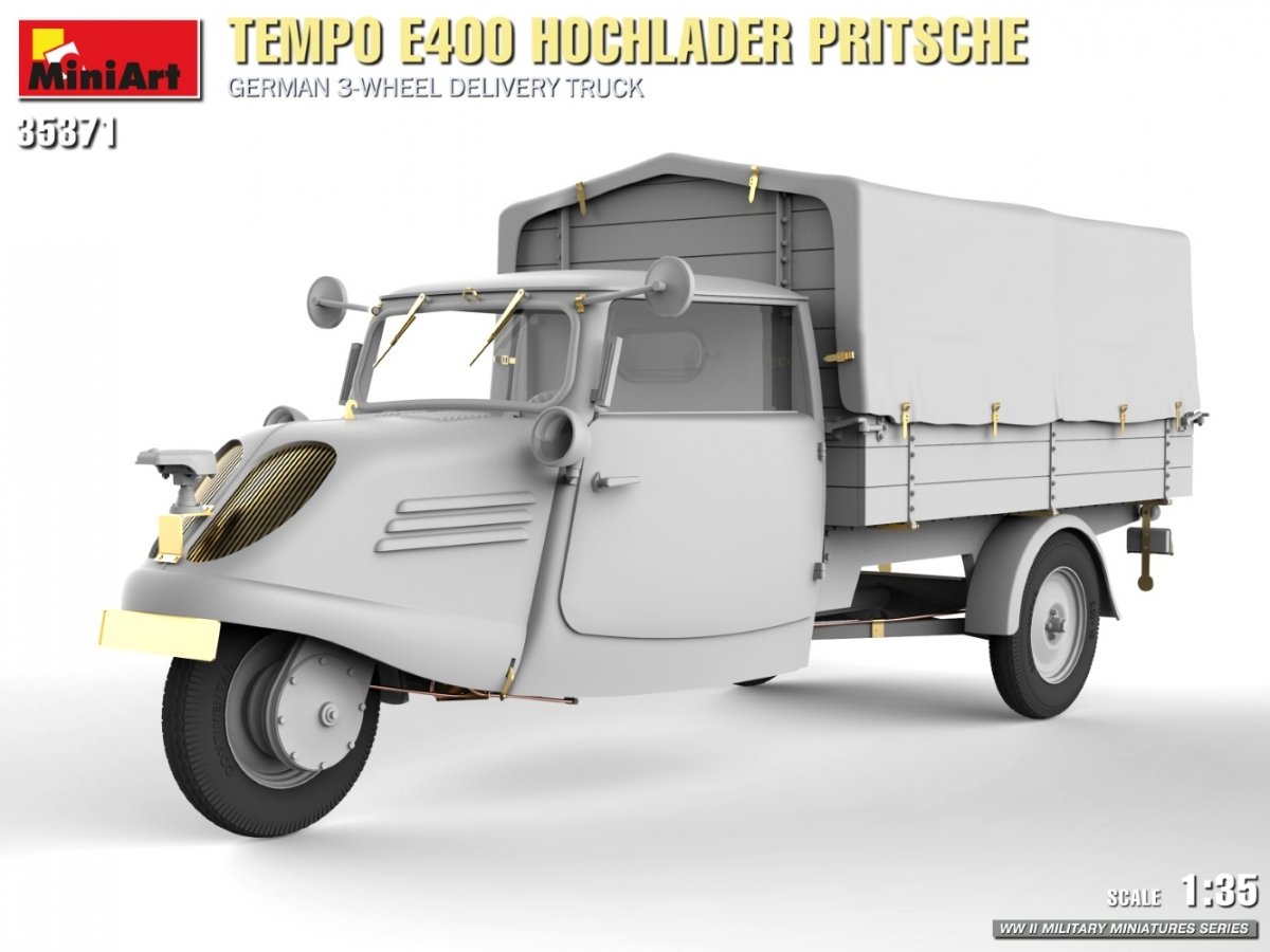 MiniArt 35371 Tempo E400 Hochlader Pritsche German 3-wheel delivery truck 1/35 – imagen 7