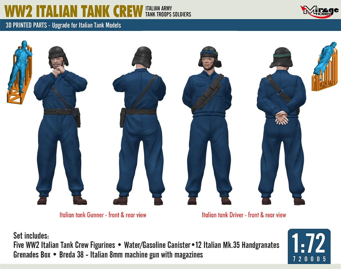 Mirage Hobby 720005 Italian Tank Crew 3D Print 1/72 – immagine 2