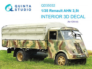 Quinta Studio QD35032 Renault AHN 3.5t 3D-Printed &amp;amp; coloured Interior on decal paper ( ICM ) 1/35