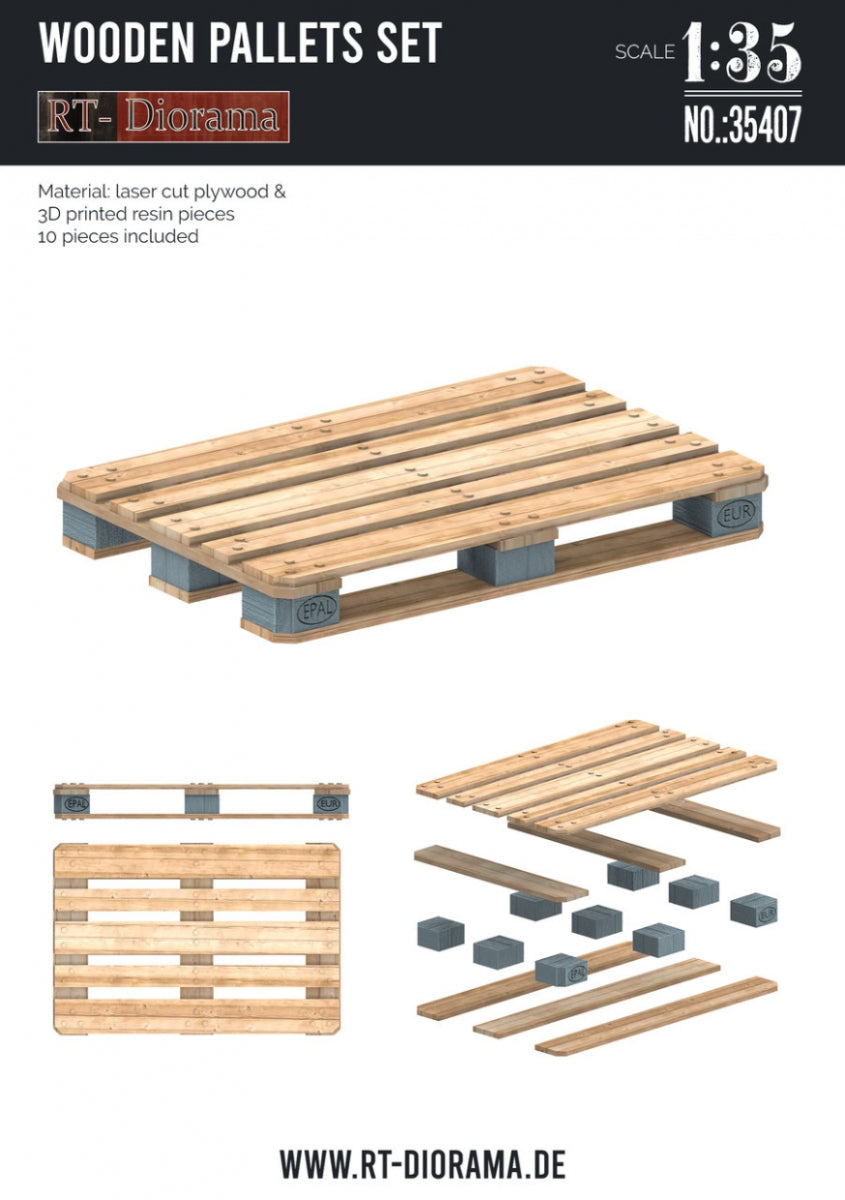 RT-Diorama 35407 Wooden Pallets Set - 10 pcs 1/35 – image 2
