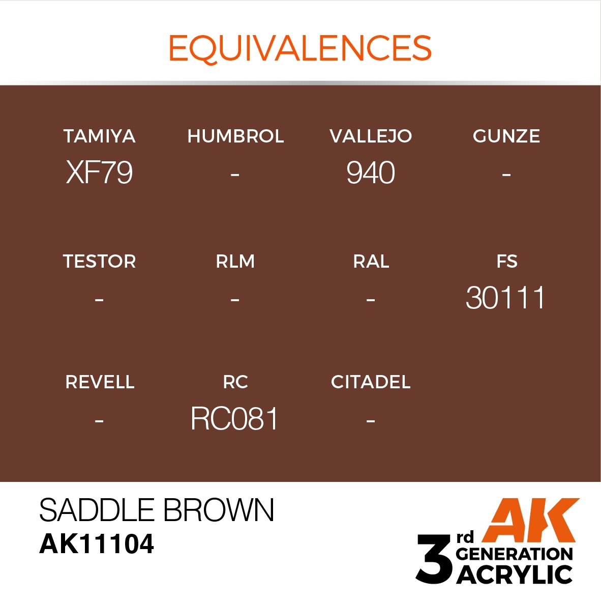 AK Interactive AK11104 SADDLE BROWN – STANDARD 17ml – immagine 3