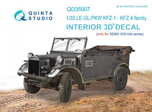 Quinta Studio QD35007 KFZ 1-4 3D-Printed &amp;amp; coloured Interior on decal paper (for ICM kits) 1/35