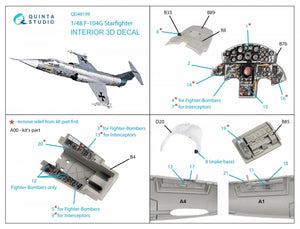 Quinta Studio QD48199 F-104G 3D-Printed &amp;amp; coloured Interior on decal paper (Kinetic) 1/48 – imagen 2