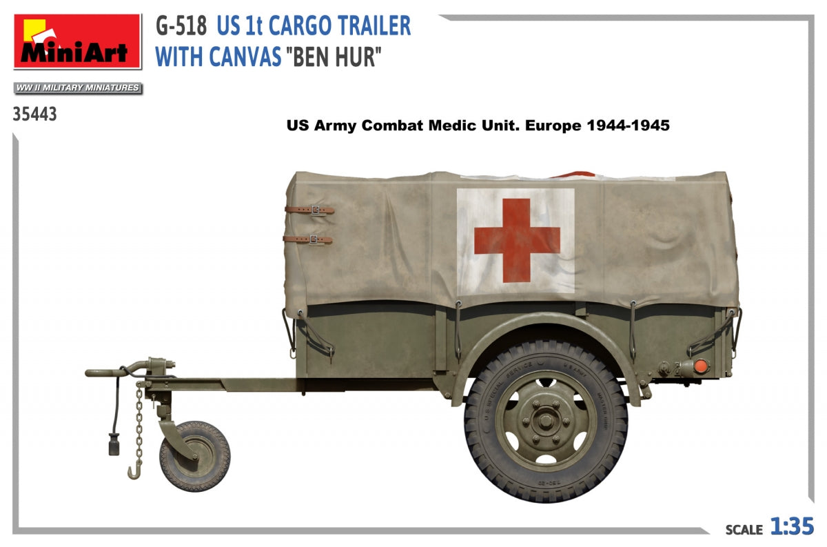 MiniArt 35443 G-518 US 1t CARGO TRAILER WITH CANVAS BEN HUR 1/35 – imagen 4